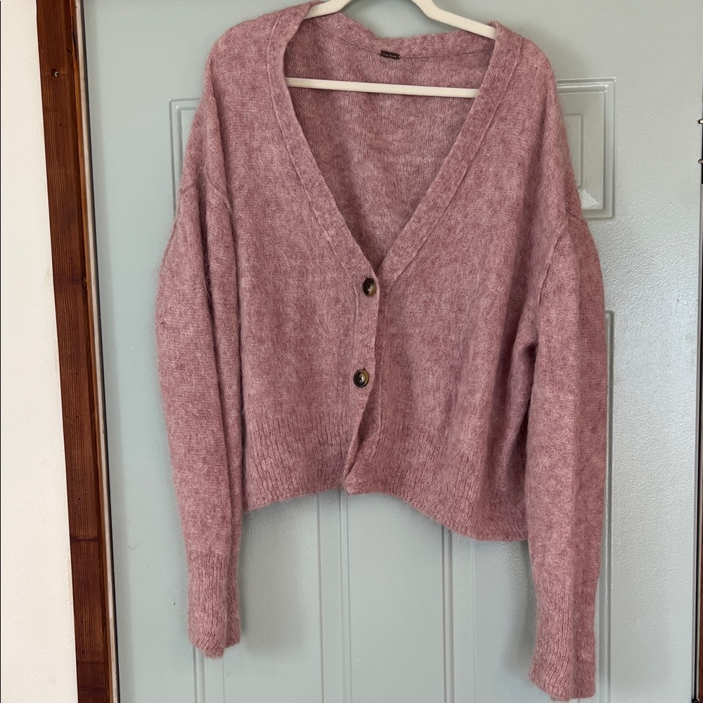 Free People Mauve Button-Up Cardigan